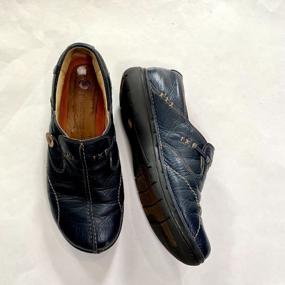Clarks Un.Loop Unstructured Leather Slip On Shoes 9.5